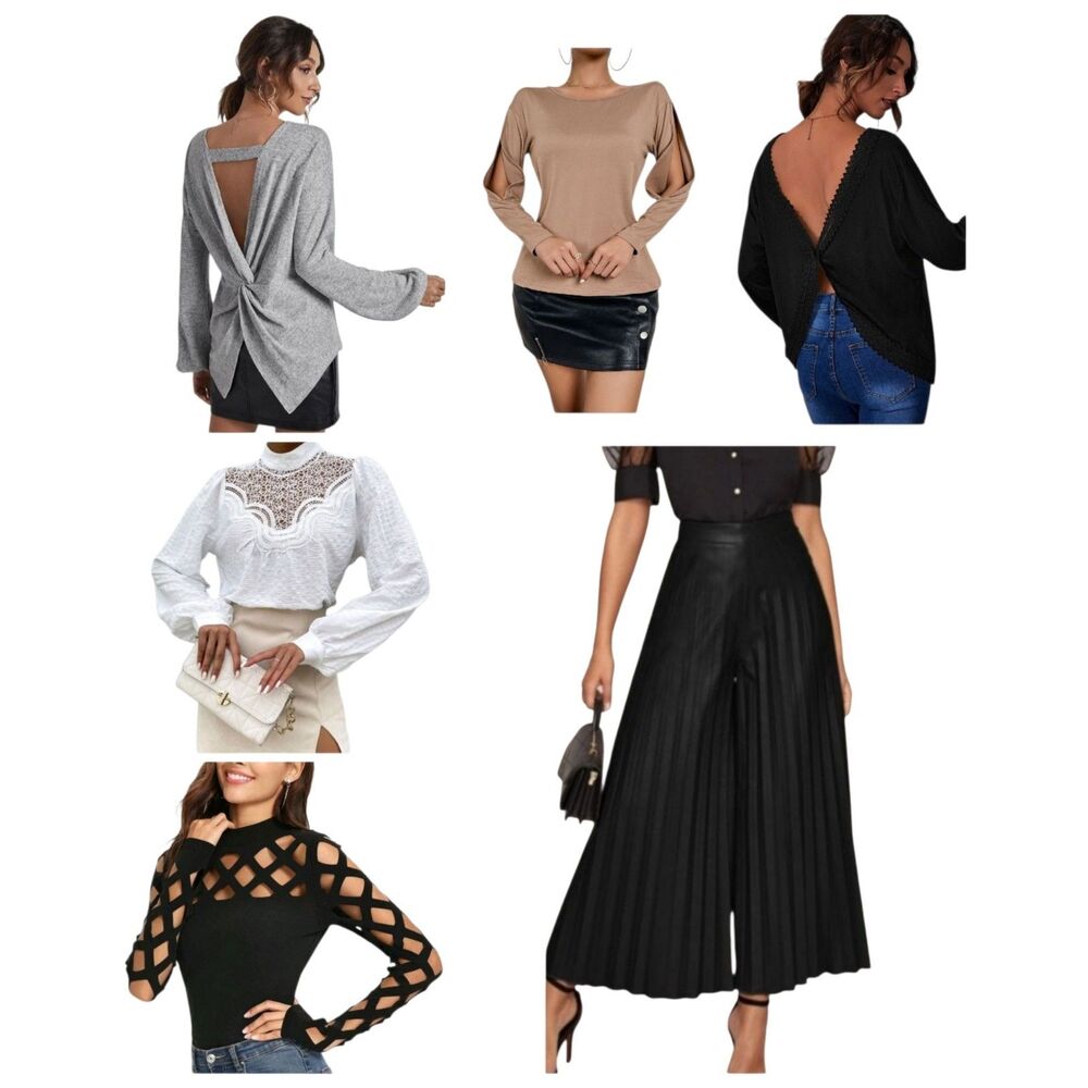 NIP BUNDLE OF 6: Long Sleeve Statement Tops & Palazzo Pants - Size XS